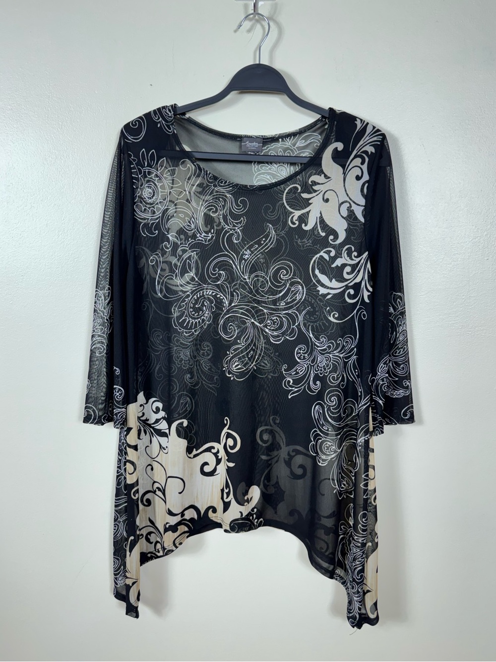 Chicos Travelers Sheer Tunic Blouse XL Whimsigoth Fairy Grunge Witchy